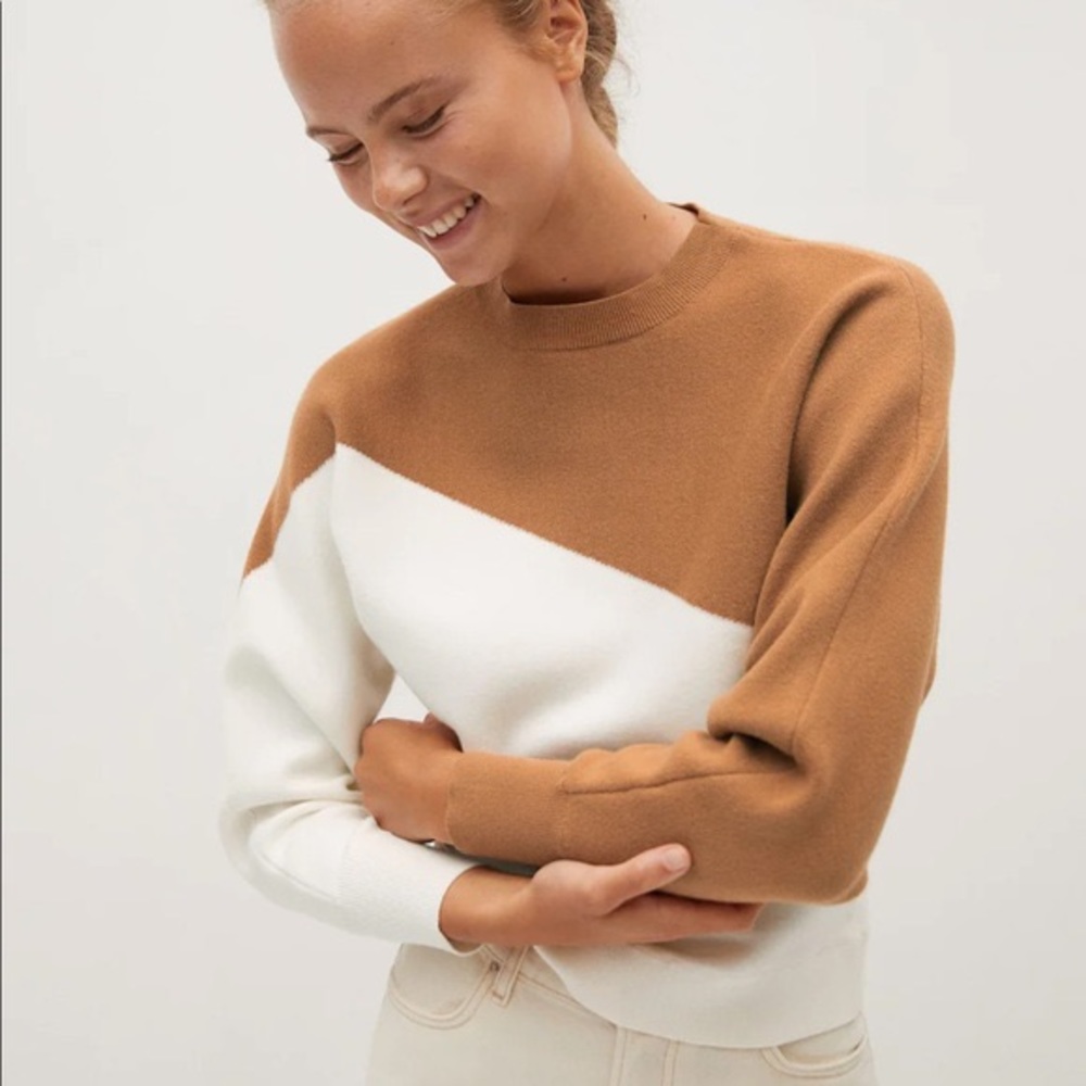Mango Asymmetric Colorblock Sweater